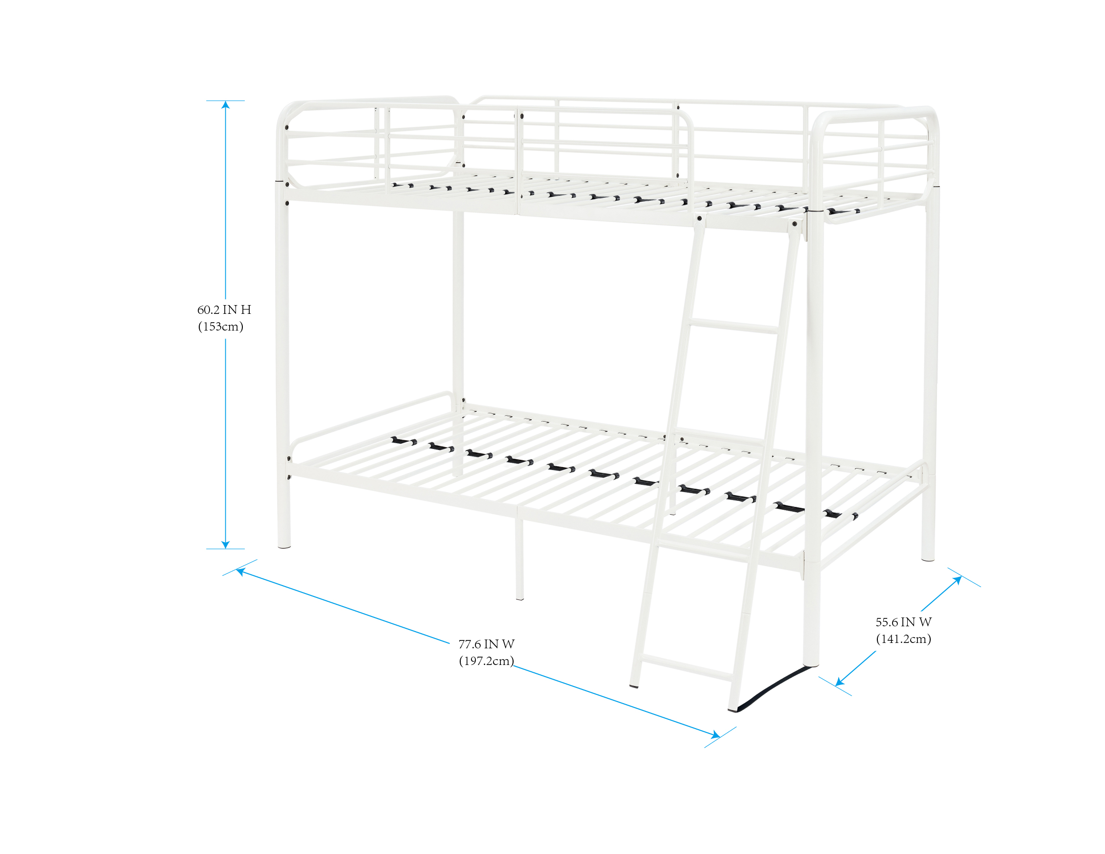 Metal Bunk Bed Twin Over Twin White